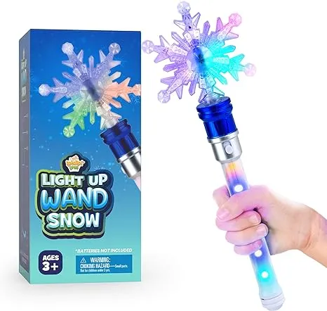 IPIDIPI TOYS Halloween Snowflake Wand - Spinning Light Up Magic Wand Toy for Kids, Princess Fairy Wand, Sensory Toy for Autistic Children - Perfect Halloween Party Favors, Trick or Treating Game