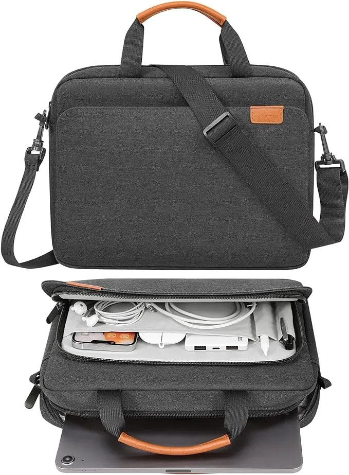 MoKo 12.9 Inch Tablet Sleeve Case Fits 13 Inch New iPad Pro M4 & Air M2 2024,iPad Pro 12.9 M2&M1,Surface Laptop Go 12.4,Galaxy Tab S8+/S9+ 12.4,Multi-Functional Pockets with Shoulder Strap,Black&Gray