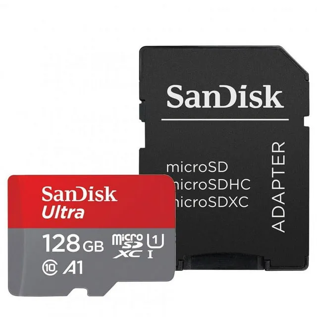 SanDisk Ultra 128GB UHS-I Class 10 microSDXC Memory Card Up to 80MB/s SDSQUNC-128G with Adapter