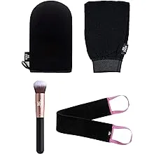 Bronze Tan Self Tanner Accessory Kit - Includes Self Tanning Mitt, Tan Remover Exfoliating Mitt, Easy-Reach Back Applicator, Tanning Brush Applicator for Face & Hands - Ultimate Sunless Tanning Application Tools for Flawless Sunless TanBronze Tan Self Ta