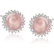 Ross-Simons 7-7.5mm Cultured Button Pearl and .13 ct. t.w. Diamond Stud Earrings in Sterling SilverRoss-Simons 7-7.5mm Cultured Button Pearl and .1…