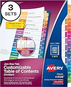 Avery Jan-Dec 12 Tab Dividers