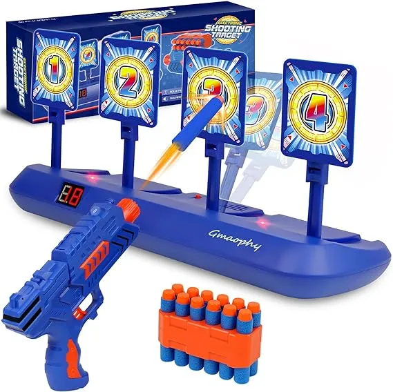 BAODLON Digital Shooting Targets with Foam Dart Toy Gun, Electronic Scoring Auto Reset 4 Targets, Shooting Game Toys Gifts for Age of 5, 6, 7, 8, 9, 10+ Years Old Kids, Boys, Compatible with 2 Toy Gun