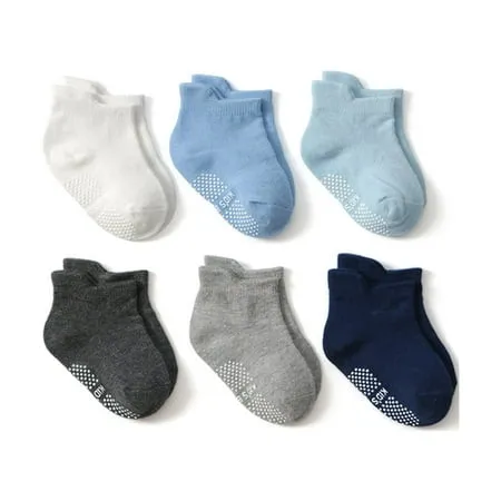 Archer 6 Pairs Baby Boys Girls Solid Color/Stripes Soft Non Slip Breathable Ankle Socks