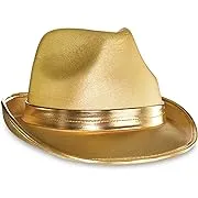 Stunning Gold Velour Fedora Hat - 5" x 12" - Stand Out in the Crowd - Perfect Accessory for All Occasions, 1 Pc