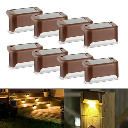 EUWBSSR Solar Deck Lights Outdoor, 12 Pack Solar Step Lights LED Waterproof Solar Fence Lights Stair Lights for Railing, Deck, Patio, Yard, Post and Driveway