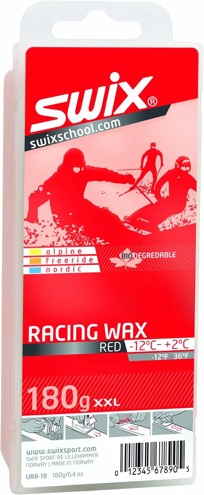 Swix Bio Degradable Ski/Snowboard Average Temperature Wax (180g Bar) , Red