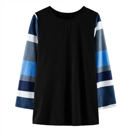 Toteaglile Kids Girls Color Block Striped Casual Tunic Tops Long Sleeve Loose Crewneck Blouse T-Shirt Tee