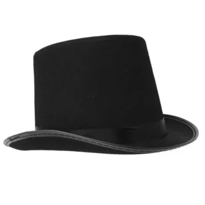 Skeleteen Adults Black Felt Top Hat Costume Hats for Magician or Ringmaster Costumes