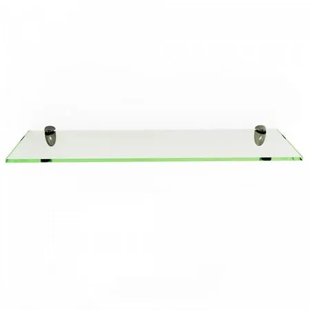 Rectangle Floating Glass Shelf Kit 12 x 27 inch - Clear Tempered Glass