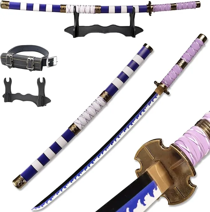 Forgemith Bamboo Anime Cosplay Swords：Roronoa Zoro/Kitetsu/Yama Enma/Trafalgar Law/Kozuki Oden/Edward Newgate,About 40.75/59 Inches,Anime Original Texture,for Role-Playing,Stage Performance and Gift