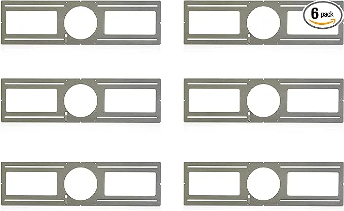 OhLectric Recessed LED Light Plate - Slim Light Kit Bracket - New Construction Light Mounting Plate with Notches - Steel, Pack of 6 (26" Flat