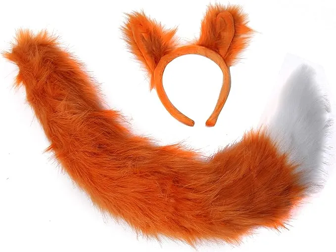 Fox Ears & Tail Costume - Oversized Plush - Orange