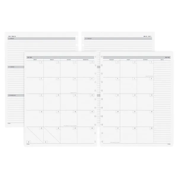 2025 Weekly Planner Refills for 11-Discbound Notebooks, Monthly Tabs, 11-Disc Punches, Letter Size, 8-1/2" x 11"