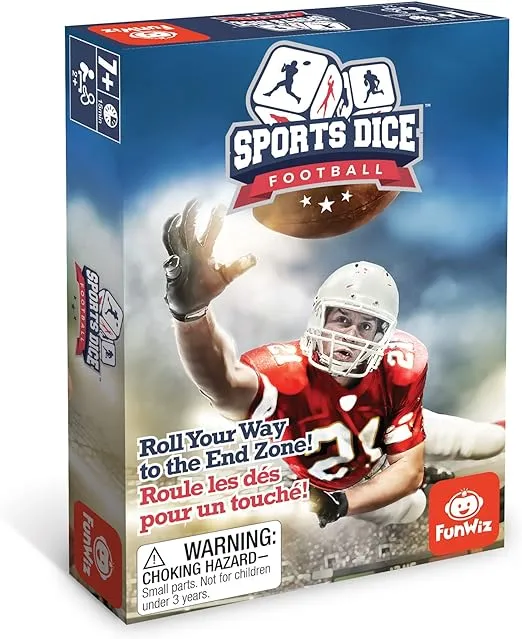 FoxMind Games: Sports Dice, Football, Roll Your Way to the End Zone, Easy to Learn, Fun to Play, Play with Up to 4 Players, For Ages 7 and up