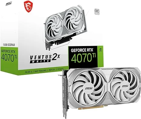 MSI Gaming GeForce RTX 4070 Ti 12GB GDRR6X 192-Bit HDMI/DP Nvlink Tri-Frozr 3 Ada Lovelace Architecture Graphics Card (RTX 4070 Ti Ventus 2X White 12G OC)