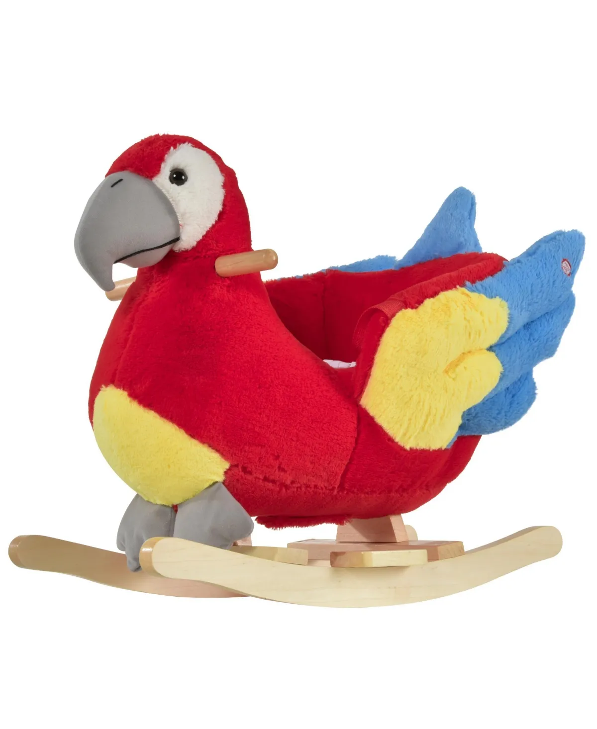 Qaba Kids Ride-On Rocking Horse Toy Parrot Style Rocker with Fun Music & Soft Plush Fabric for Children 18-36 Months