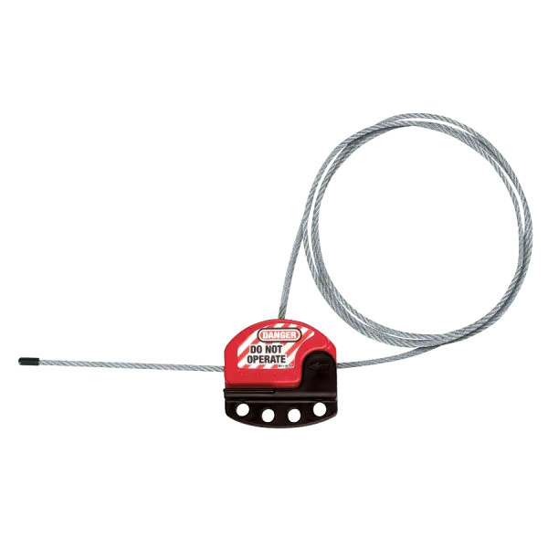 Master Lock S806 Adjustable Lockout Tagout Steel Cable, 5/32" Diameter, Black/Red