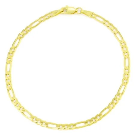 Nuragold 10k Yellow Gold 3.5mm Solid Figaro Chain Link Bracelet Mens Womens Jewelry 7 7.5 8 8.5 9