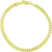 14K Solid Yellow Gold 4mm Cuban Curb Chain Link Bracelet Mens Womens 7&#034; 8&#034; 9&#034;