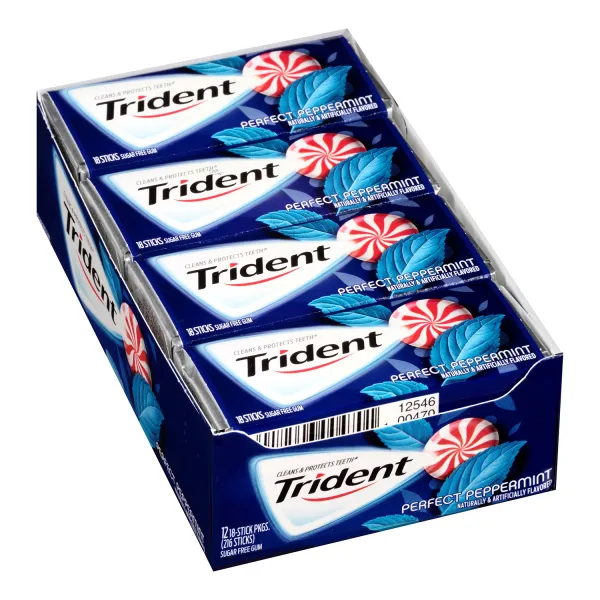 Trident Sugar Free Gum Variety Pack, Spearmint, Perfect Peppermint & Original Flavors, 18 Packs of 14 Pieces (252 Total Pieces)