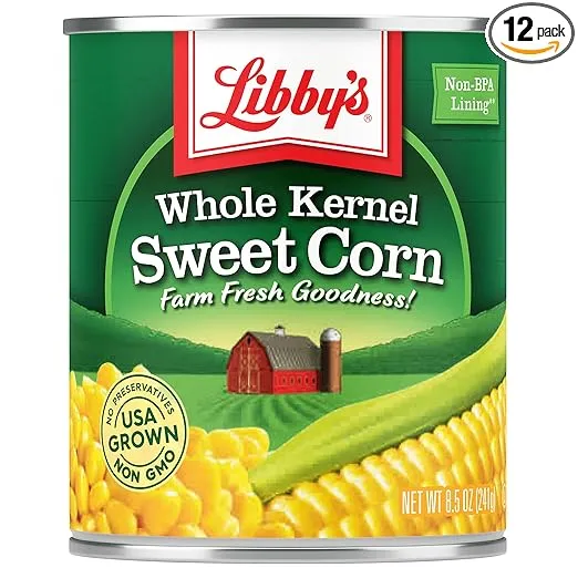 Libby's Whole Kernel Sweet Corn | 100% Sweet Corn | Naturally Sweet Flavor | Golden Yellow | Just-Off-the-Cob Crispness | Kosher | 8.5 ounce cans (Pack of 12)