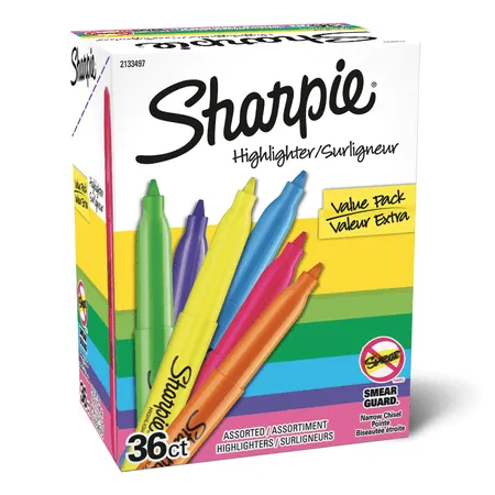 Sharpie Pocket Style Highlighters Chisel Tip Assorted Colors 36/Pack