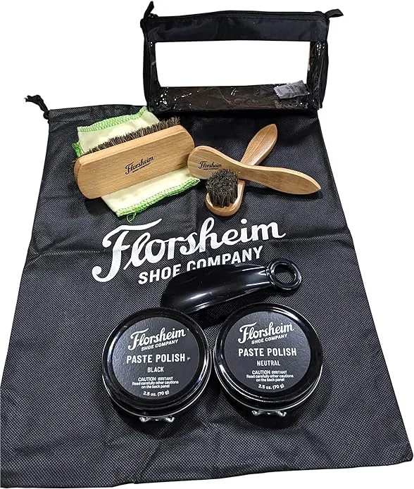 Florsheim unisex adult Polish Travel Shoe Care Kit, Black, One Size US