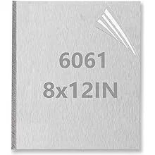 6061 Aluminum Sheet Metal 8 x 12 x 1/4 Inch, Heavy Duty Aluminum Sheets Plates with Protective Film, 6MM Thick Flat Plain Panel Plate Solid Metal Sheet Plate for Crafting Structural Framing Base Plate