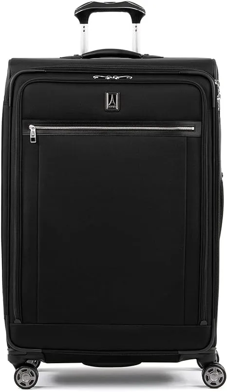 Travelpro Platinum Elite Softside Expandable Carry on Luggage, 8 Wheel Spinner Suitcase, USB Port, Suiter, Men and Women, Shadow Black, Carry On 21-Inch