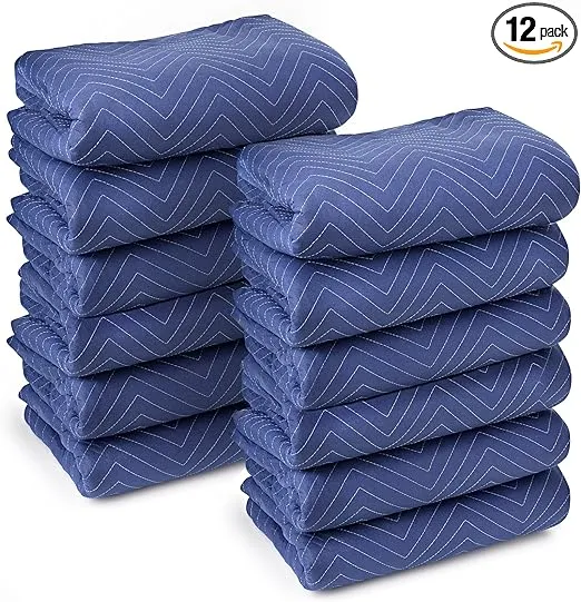 Sure-Max 12 Moving & Packing Blankets - Deluxe Pro - 80" x 72" (40 lb/dz Weight) - Professional Quilted Shipping Furniture Pads