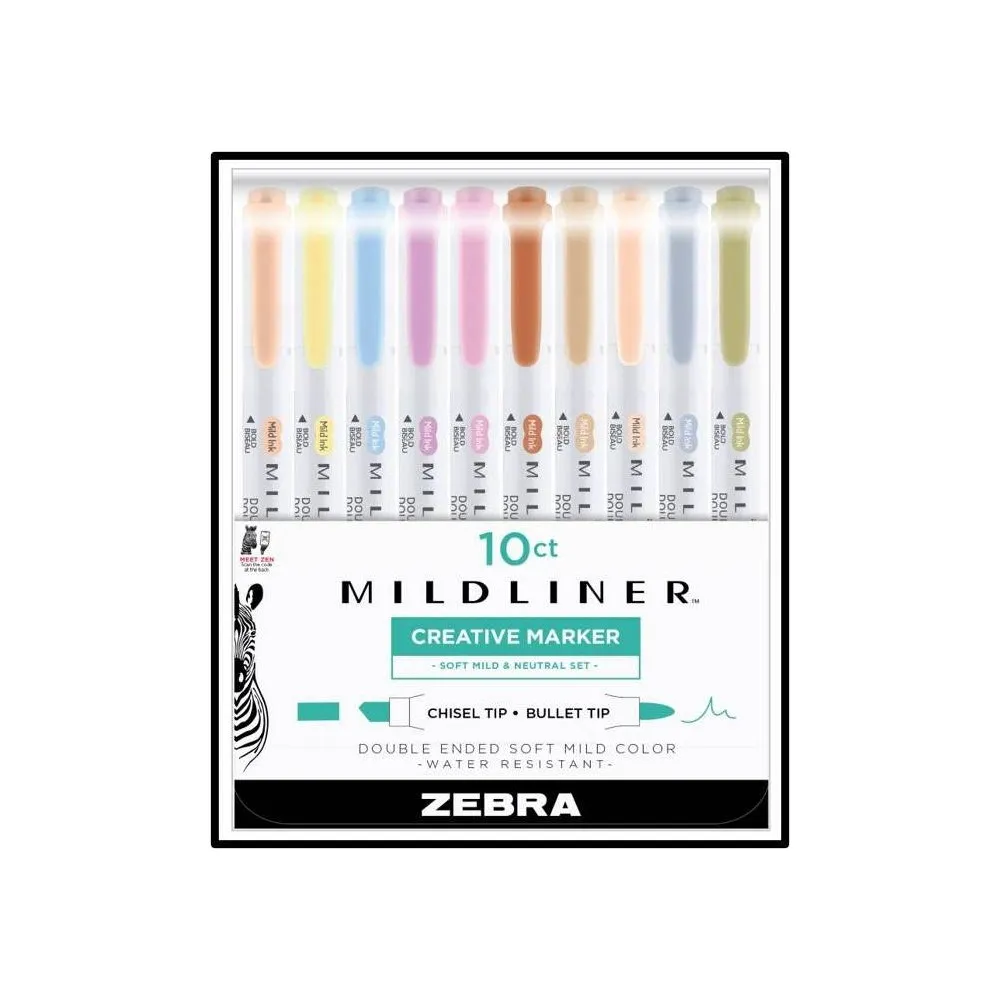 Zebra 10ct Highlighters Midliner Double Ended