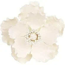 O'Creme Poppy Anemone Gumpaste Sugar Flower, 4.5 Inch - for Cake Decorating - Sugar Paste Decorations for Cakes, Cupcake Toppers - Birthday, Wedding, Valentines, Baby Shower - Set of 3 - White