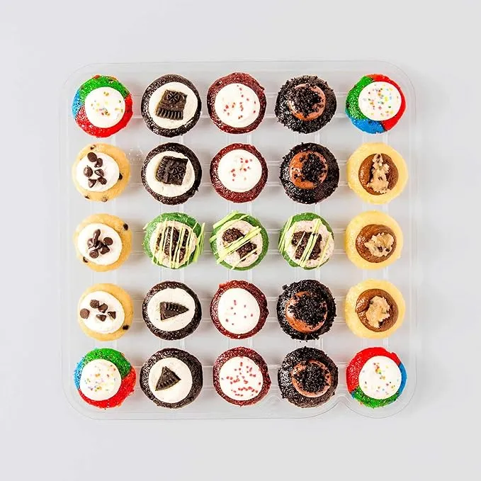 Baked by Melissa Cupcakes - PSOG Party Safe Original Greats No Nut Flavors Cupcakes - Assorted Bite-Size Cupcakes, Includes 7 Different Flavors: Tie-Dye, Cookie Dough & More (25 Count)