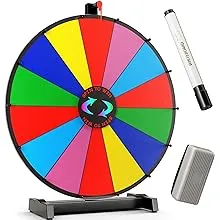 18 Inch Heavy Duty Spinning Prize Wheel - 14 Slots Color Tabletop Roulette Spin The Wheel with Dry Erase Marker and Eraser Win The Fortune Game for Carnival and Trade Show18 Inch Heavy Duty Spinning Prize Wheel - 14 Slots Color…