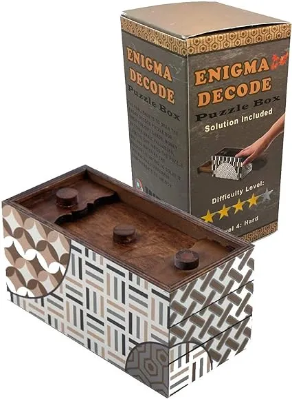 Enigma Decode Secret Puzzle Box - Money and Gift Card Holder in a Wood Magic Trick Lock with Two Hidden Compartments Brainteaser