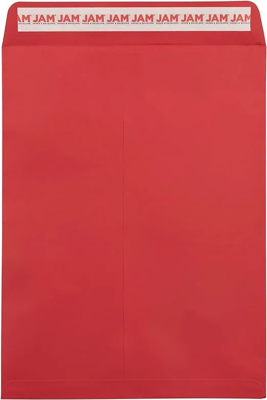 JAM PAPER 9 x 12 Open End Colored Catalog Envelopes with Peel and Seal Closure - Red - 25/Pack