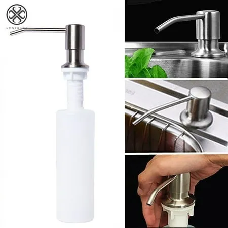 Luxtrada 300ml Stainless Steel Liquid Soap & Lotion Dispenser Polish Kitchen Sink Liquid Pump Bottle for Kitchen or Bathroom Countertops Brushed