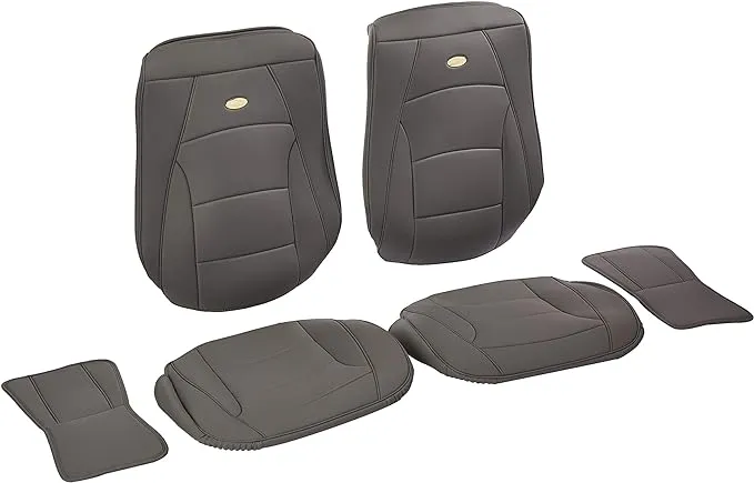 FH Group Front Set Faux Leather Seat Cushions for Low Back Seat, Universal Fit, Airbag Compatible Seat Cover for SUV, Sedan, Solid Gray