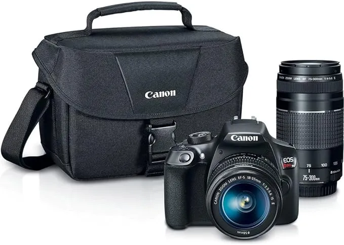 Canon Digital SLR Camera Kit [EOS Rebel T6] with EF-S 18-55mm and EF 75-300mm Zoom Lenses - Black, full-size