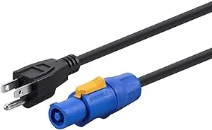 Monoprice NEMA 5-15p to powerCON Connector - 3 Feet, With SJT-rated jacket, 16 AWG - Stage Right Series