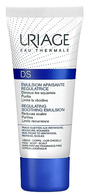 URIAGE D.S. Regulating Soothing Emulsion 1.35 fl.oz. | Treatment with Restorative & Hydrating Properties for Face & Body | Reduces Scales and Soothes Skins Subjected to Irritations, Redness and Scales