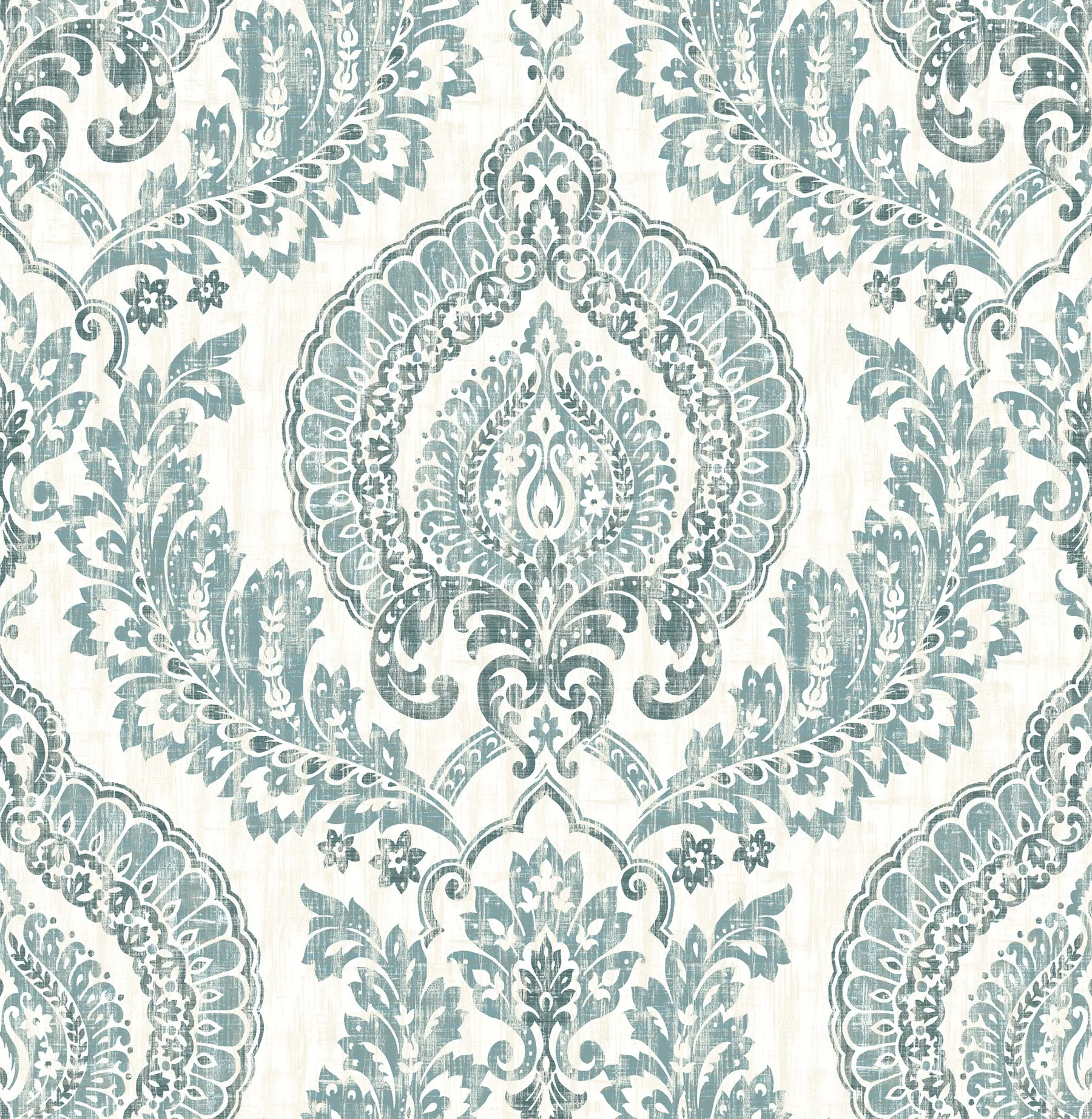 NuWallpaper 30.75-sq ft Blue Vinyl Damask Self-Adhesive Peel and Stick Wallpaper | NU1702