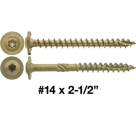 #14 x 2-1/2" Construction Lag Screw Exterior Coated Torx/Star Drive Heavy Duty ...