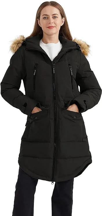 Orolay Women&#039;s Thickened Hooded Down Jacket with Faux Fur Trim Winter Coat NWT