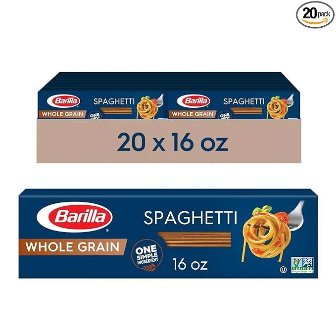 Barilla Whole Grain Pasta, Spaghetti, 16 Ounce (Pack Of 20)