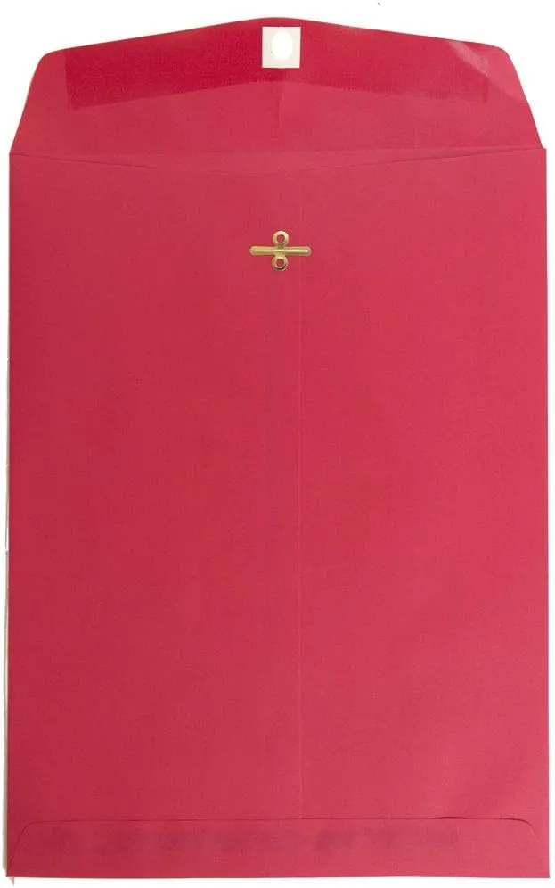 JAM PAPER 9 x 12 Colored Recycled Envelopes with Clasp Closure - Red Recycled - 25/Pack