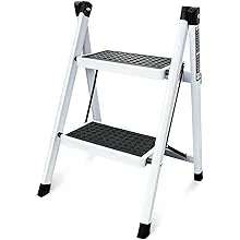 Step Ladder Folding Step Stool with Wide Anti-Slip Pedal, Portable Sturdy Steel Step Ladders Lightweight for Kitchen Household and Office (4 Step)