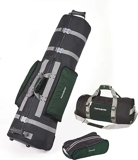 Samsonite Golf Deluxe 3 Piece Golf Travel Set with Wheeling Travel Cover Golf Bag, Duffel Bag, & Shoe Bag