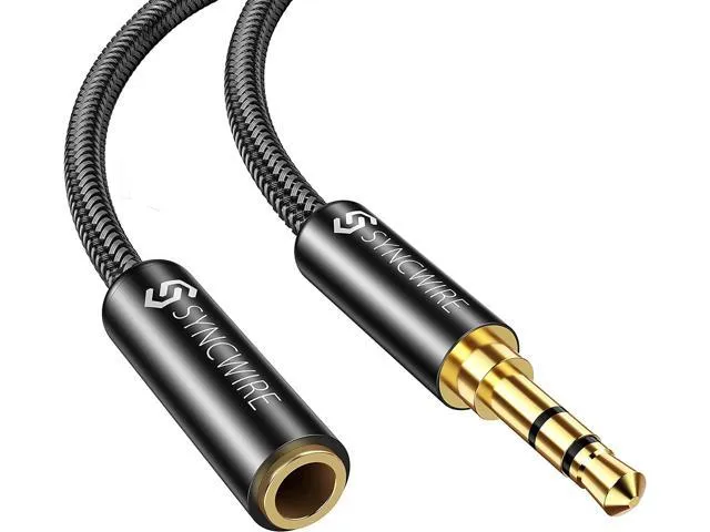 3.5mm Male to Female Stereo Audio Extension Cable [Hi-Fi Sound] [Gold Plated Jack] Nylon-Braided AUX Extension Cord Adapter Compatible with iPhone.